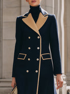 Nadia | Double-Breasted Coat with Camel Contrast Details - Lumina - Lumina Vancouver