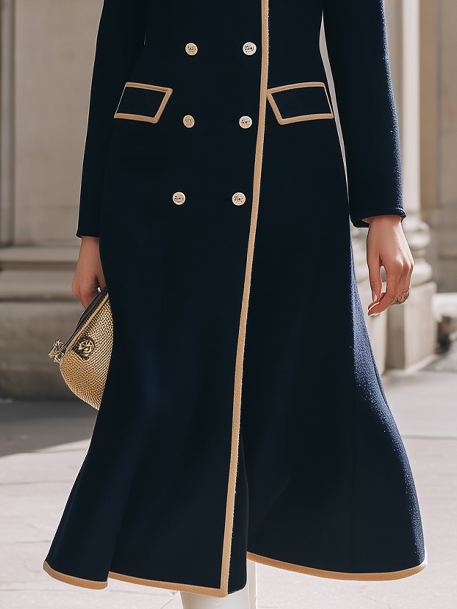 Nadia | Double-Breasted Coat with Camel Contrast Details - Lumina - Lumina Vancouver
