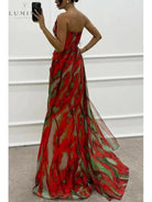 Naomi vibrant blue maxi dress by Lumina Vancouver, perfect for wedding guests, with flowing fabric and elegant design.