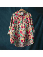 Gray Natasha Art Elegant Floral Shirt from Lumina Vancouver collection, stylish blouse with a floral pattern and sophisticated design.