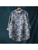 Gray Art Elegant Floral blouse named Natasha by Lumina Wear, featuring a stylish design and lightweight fabric.