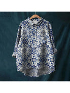 Gray Natasha Art Elegant Floral blouse from Lumina Vancouver collection, showcasing a stylish floral design and lightweight fabric.