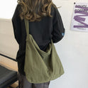 Beige Noa minimalist canvas shoulder bag with oversized design by Lumina Wear, showing its spacious shape and stylish strap.