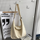 Lumina Wear Noa beige canvas shoulder bag with an oversized design, minimalist style, perfect for casual or everyday use.