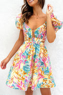 Lumina Wear Nova A-line dress with plunging neckline in multicolor, stylish and elegant for versatile occasions.