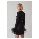 Women's Cocktail Dress - Sweetheart Neckline - Long Sleeve Feather Trim - Mini Length by Lumina Vancouver