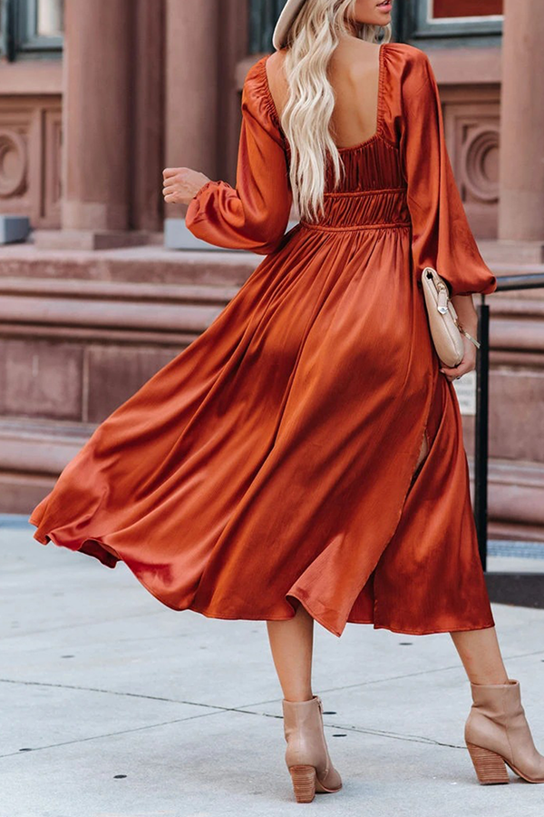 Orange Niamh Everyday Elegance midi dress by Lumina Vancouver, featuring a stylish, fitted design perfect for everyday wear.