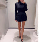 Women’s Mini Dress – Slim Fit – High Neck – Long Sleeve – Tailored Seam Detailing by Lumina Vancouver