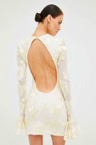 Women’s Mini Dress – Floral Embroidery – Open Back – Long Sleeve – Tailored Fit by Lumina Vancouver