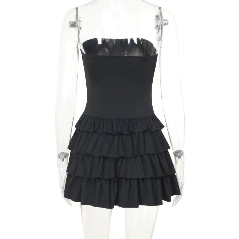 Black Iseult Noir strapless mini dress by Lumina Vancouver, fitted design with sleek fabric and stylish silhouette.