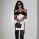 Women's Off-Shoulder Mini Dress - Bodycon Fit - Large Bow Detail - Elegant Party Wear by Lumina Vancouver