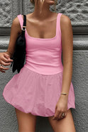 White Nova Lumina sleeveless bubble hem mini dress, stylish and trendy mini dress with a playful bubble hem, perfect for casual wear.