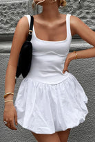 Women's Mini Dress - Sleeveless Bubble Hem - Fitted Bodice Scoop Neck - Flowy Skirt by Lumina Vancouver