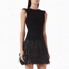 Women’s Mini Dress – Slim Fit Knit Top – Fringe Skirt – Sleeveless Round Neck by Lumina Vancouver