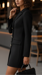 Black Nova Tailored Chic blazer dress by Lumina Vancouver, stylish mini dress with structured fit and modern design.