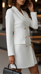 Black Nova Tailored Chic blazer dress by Lumina Vancouver, featuring a fitted mini dress with structured design and sleek style.