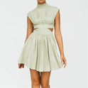 Black Nova two-piece sleeveless mini dress by Lumina Wear, stylish and fitted outfit perfect for casual or night-out look.