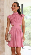 Black Nova two-piece sleeveless mini dress by Lumina Wear, stylish and fitted for a modern look.