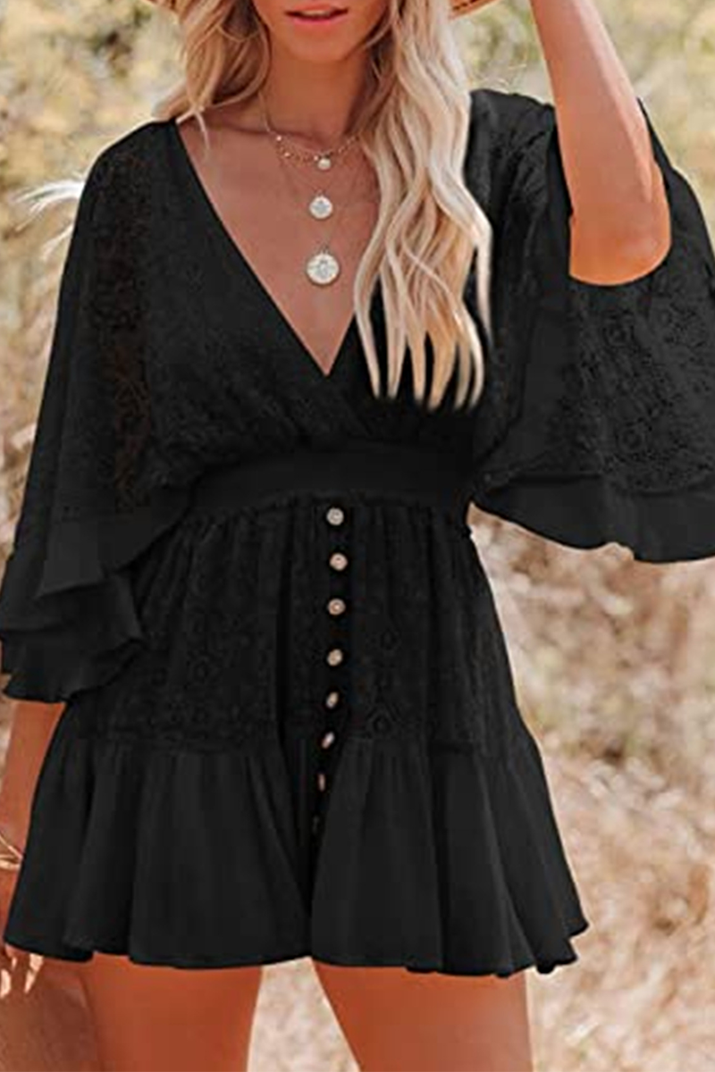 White women's romper with deep V-neck by Lumina Vancouver, featuring a stylish mini dress design and relaxed fit.
