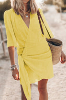 Nova | Wrap Mini Dress Cotton-Linen - Lumina - Lumina Vancouver