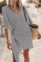 Nova | Wrap Mini Dress Cotton-Linen - Lumina - Lumina Vancouver