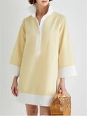 Nyx Lumina high collar tunic dress with 3/4 sleeves, mini length, in a stylish design, perfect for casual or semi-formal wear.