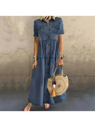 Dark blue Denise slim-fitting jeans look dress by Lumina Vancouver, featuring a classic slimming silhouette and casual style.