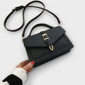 Lumina Wear Olivia mini satchel handbag in khaki with timeless buckle detail, featuring a compact design and elegant style.
