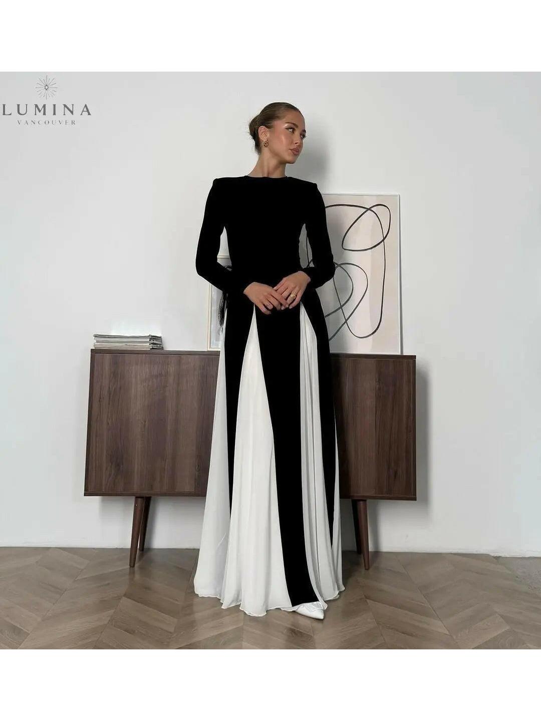 Paisley - Sleek Spliced Crewneck Slim-Fit Dress - Lumina Vancouver