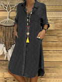 Baby blue Palmira denim long-sleeved dress by Lumina Wear, featuring a stylish and comfortable design for casual wear.