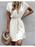 Lumina Wear Paula bohemian dress in white, featuring flowy fabric and relaxed fit, perfect for casual and summer wear.