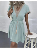 Lumina Wear Paula bohemian dress in white, stylish and flowy, perfect for casual or summer wear.