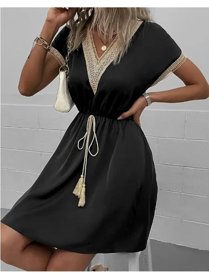 White Paula™ bohemian dress by Lumina Vancouver featuring relaxed fit and flowing fabric, perfect for casual and summer wear.