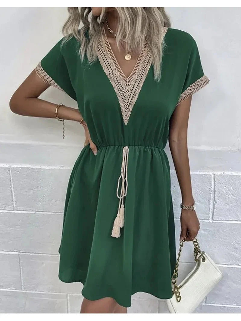 White Paula™ bohemian dress by Lumina Vancouver featuring flowing fabric and stylish design for a casual, chic look.