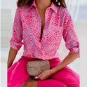 Blue Peyton relaxed fit blouse for women by Lumina Wear with bold pattern, casual style, and comfortable fit.