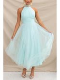 Dark pink Phoebe fancy tulle dress by Lumina Wear, designed for wedding guests, featuring layered tulle fabric and elegant style.