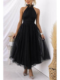 Dark pink Phoebe fancy tulle dress by Lumina Wear, featuring a flowing design perfect for wedding guests, size 8-10.