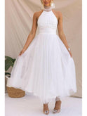 Dark pink Phoebe fancy tulle dress by Lumina Wear, stylish and elegant for wedding guest or special occasions.