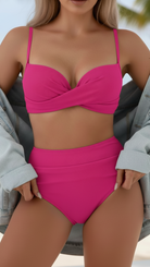 Basic Solid Color V Waist Bikini Set - Lumina Vancouver