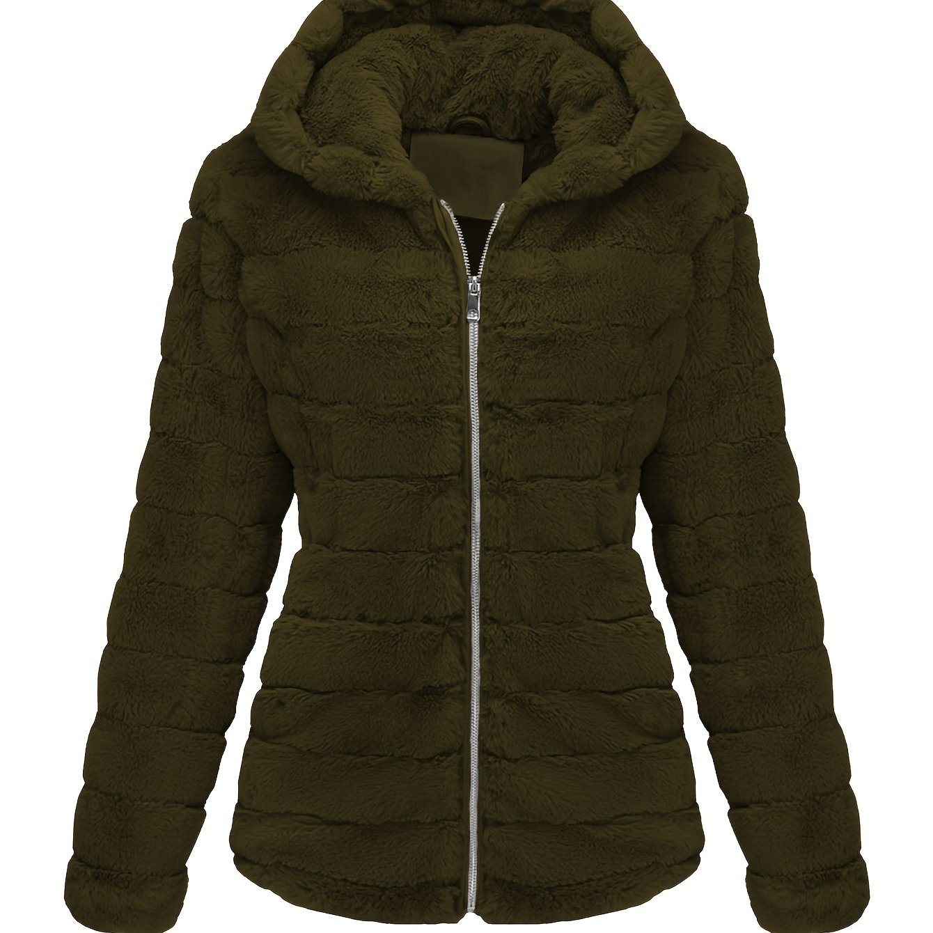 Black women's plush teddy jacket with zip closure from Lumina Wear, featuring a cozy, soft outer layer and stylish design.