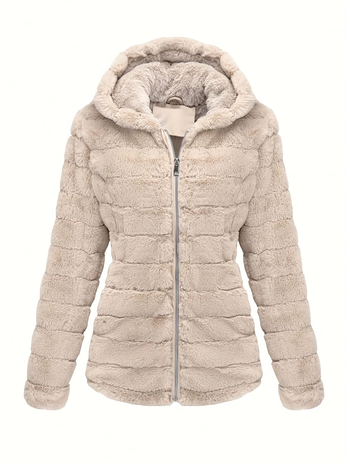 Black women's plush teddy jacket with zip closure, cozy outerwear by Lumina Wear, featuring soft, warm fleece material and stylish fit.