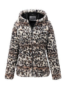 Black women's plush teddy jacket by Lumina Wear with zip closure, cozy and stylish outerwear for cold weather.