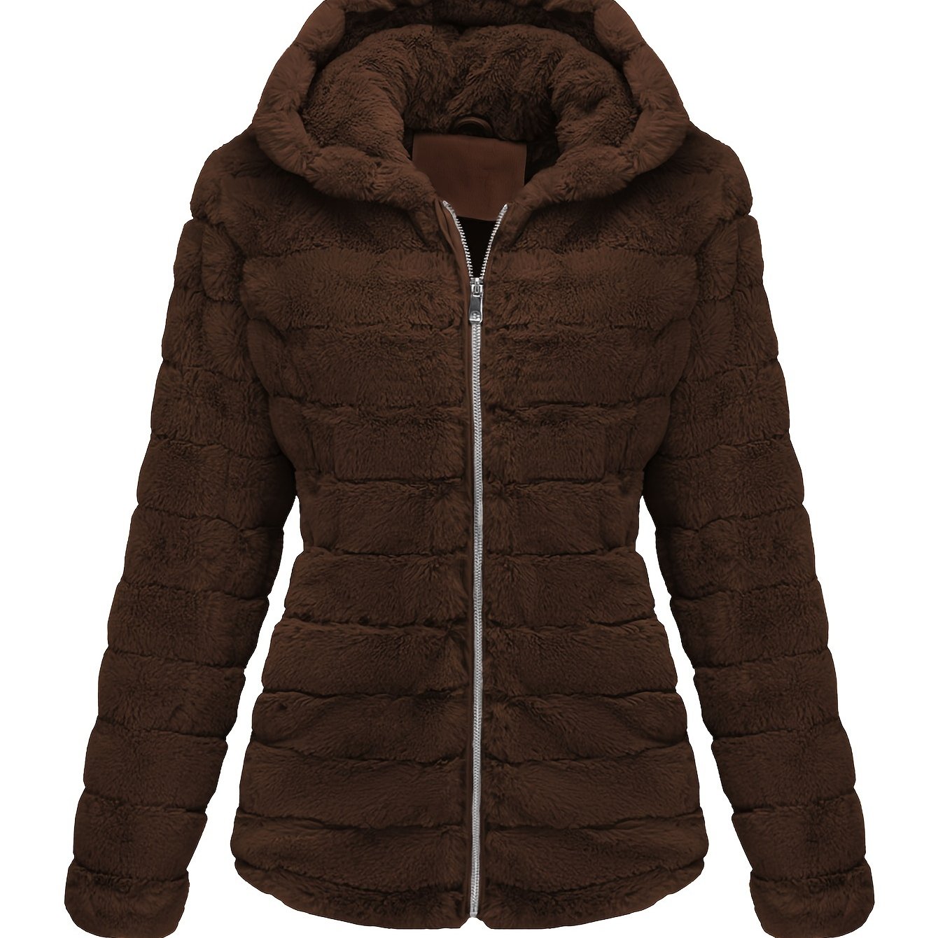 Black women's plush teddy jacket with zip closure from Lumina Wear, featuring a cozy and stylish outerwear design.