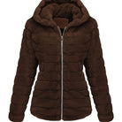 Black women's plush teddy jacket with zip closure from Lumina Wear, featuring a cozy and stylish outerwear design.