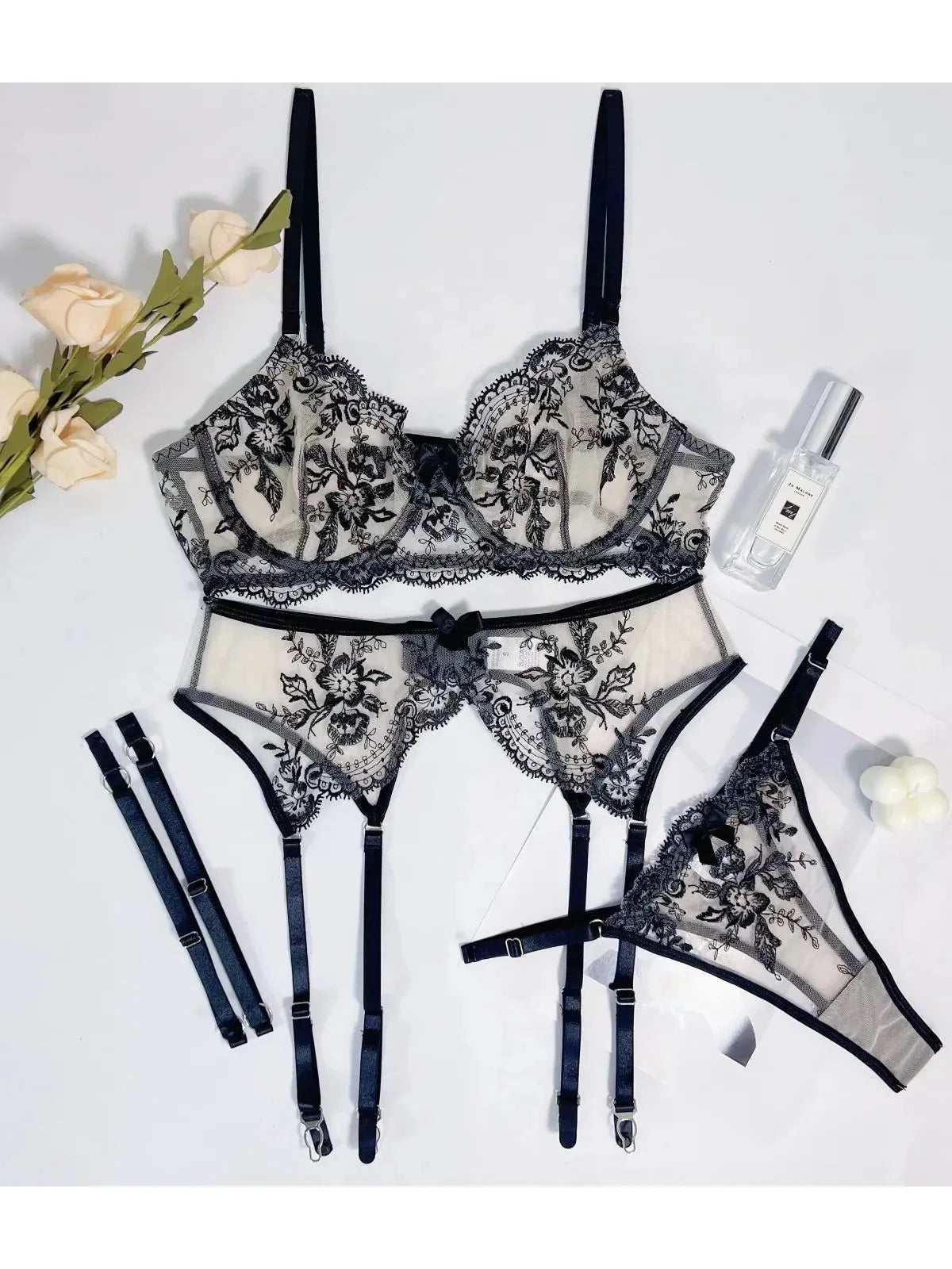 Lumina Vancouver Romy's Lingerie Set featuring a matching bra and panty in delicate lace, in soft pastel colors.