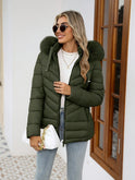 Black Lumina Wear Ruby cozy quilted puffer jacket with faux-fur hood, women's winter coat with stylish design and warmth.