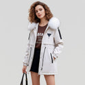 Scarlett cozy faux-fur utility parka by Lumina Wear featuring drawstring waist in khaki, ideal for cold weather.
