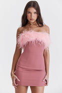 Pink Seraphina Belle bodycon mini dress by Lumina Wear, showcasing a fitted silhouette and stylish design.