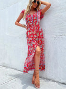 Seraphina Bloomfield green midi dress by Lumina Vancouver, showcasing a stylish, flowy design perfect for casual or semi-formal wear.