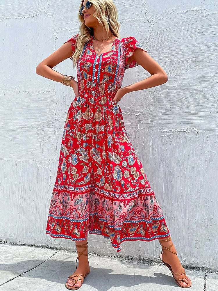 Green Kesa Bloomfield midi dress by Lumina Vancouver, featuring a stylish mini dress design with floral details and lightweight fabric.